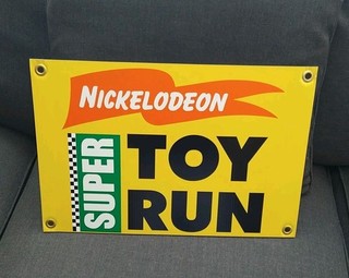 Nickelodeon SUPER TOY RUN Vintage 1990s Original Sign Prop Kaybee KB Toys R Us