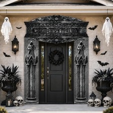 3 Pcs Halloween Cemetery Archway Banner, Gothic Scary Death Door Banner