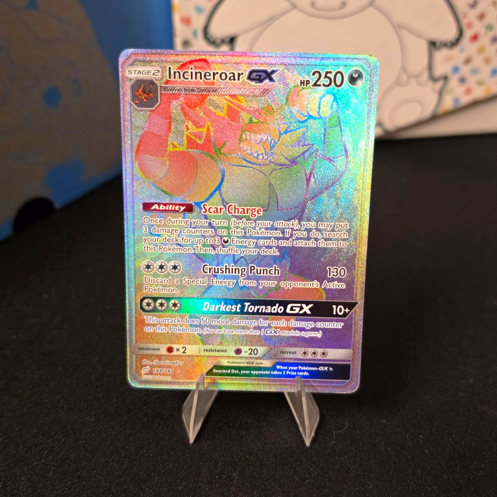 Pokemon Incineroar GX Full Art Holo Secret Rare Team Up 188/181