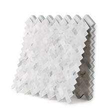 5-Sheet 3D Genuine Marble Mosaic Wall Tiles, Herringbone Peel and Stick - Self