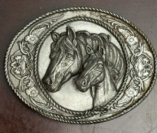 Vintage Belt Buckle Horses Western Style Siskiyou mint marks USA 1991 3-D Rare