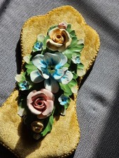 vintage Italian Capodimonte porcelain floral wall plaque