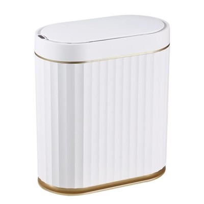 Sensor Garbage Bin, Motion-Activated, White Gold