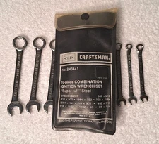 Craftsman Combination Ignition Wrench Set 10 Piece 9-43441 Super Tuff Steel
