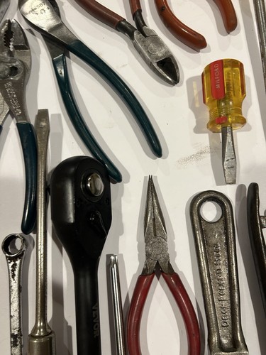 Junk Drawer Tool Lot Pliers Clamps Brass Hammer Vintage Clutch Screwdrivers Etc - Picture 12 of 18