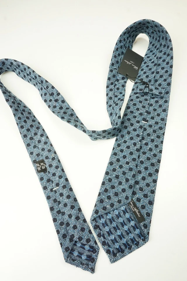 Cesare Attolini Light Blue Dark Blue Circular Woven Wool Blend Tie BRAND NEW - Image 4 of 4