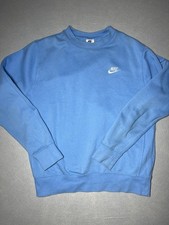 Nike Men's Blue Crewneck Fleece Pullover Sweatshirt Embroidered Logo S