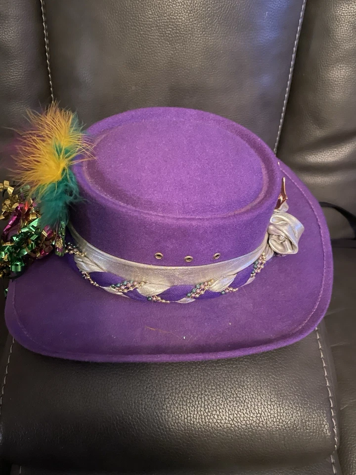 Pigalle Western Purple Felt Mardi Gras Hat - Image 2 of 4