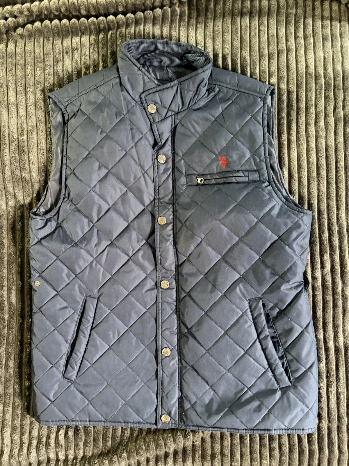 U.S. Polo Assoc. Men’s Quilted Vest Size L Navy Blue Full Zip
