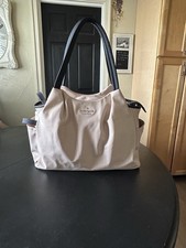 Large Kate Spade Diaper Bag Tan/pink Nylon Easy Wipe Down Shoulder Strap Clean
