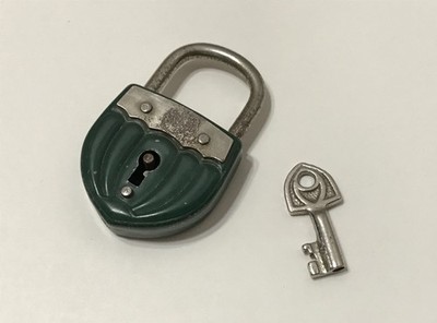 Vintage Burg Wachter Small Green Padlock with 1 Key - Made In Germany