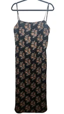 House of Harlow 1960 Black Floral Satin Slip Dress Women's L Camisole