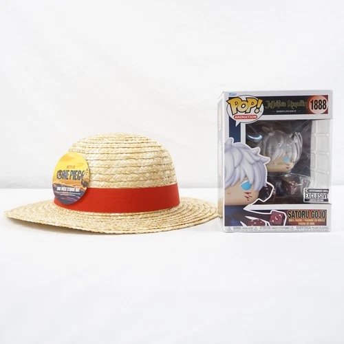 Funko Pop Jujutsu Kaisen Satoru Gojo Figure & One Piece Straw Hat Lot of 2