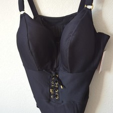 Swimsuits for all Bathing Suit One Piece Womens Plus Size 28 Black Lace Up NWT