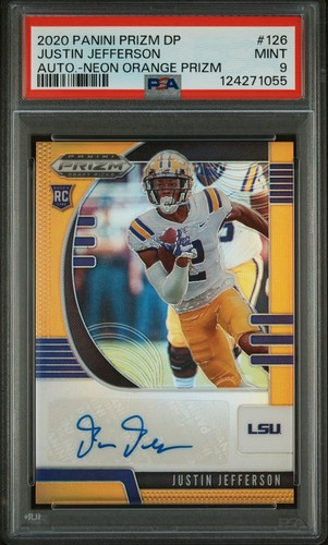 2020 PANINI PRIZM DRAFT PICKS #126 JUSTIN JEFFERSON ROOKIE RC 24/149 PSA 9