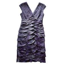 Adrianna Papell Women's Purple Shimmer Tiered Cocktail Party Dress Size 4