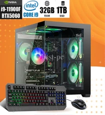 ARGB Gaming PC Desktop Computer i9 RTX5060 32GB RAM 1TB SSD Win 11 WiFi6 BT 5.4