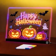 LED Note Board with Colors 11.8"X9.4" Led Drawing Board Acrylic Dry Erase Boa...