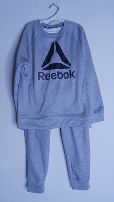 REEBOK Gray Long Sleeve Sweatshirt And Jogger Pant Set Youth Boys Size M (8)