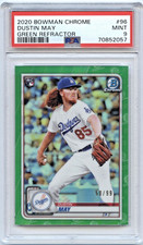 2020 Bowman Chrome Green Refractor #96 Dustin May Rookie RC 50/99 PSA 9