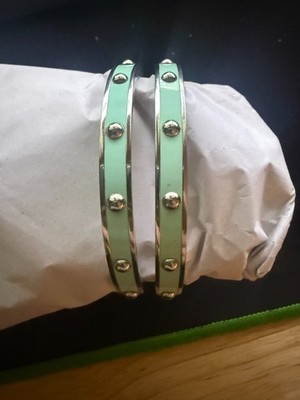 Coach Vintage bracelet Rivets Enamel Green Silver Plated Bangle (Qty: 2)