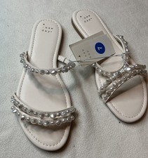 Women's Aida Strappy Sandals - A New Day Ivory 7: Slip On,