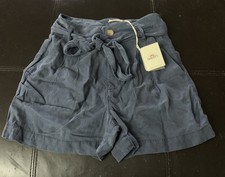 NWT Faherty Arlie Tie Waist Shorts Womens Size XXS 2XS Tencel Light Blue $118 SR