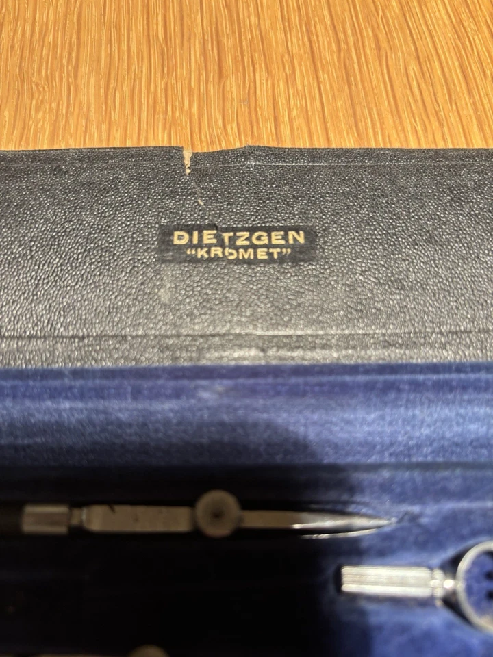 Vintage Dietzgen 1037 C Drafting Compass Set Drawing Instruments in Case German - Image 2 of 4