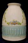 VINTAGE WHITE & BLUE SATIN MILK GLASS FLORAL LAMP SHADE EMBOSSED 2 1/4” Fitter 2