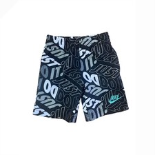 Nike Boys Just Do It Graphic Fleece Shorts Black Grey Teal Size 5 86J128-023 NWT