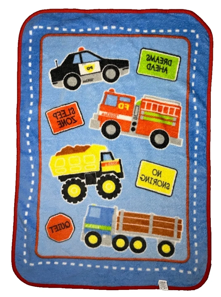 TONKA Construction Vehicles Baby Blanket Dump Truck Firetruck Car Soft Fleece - Image 3 of 3