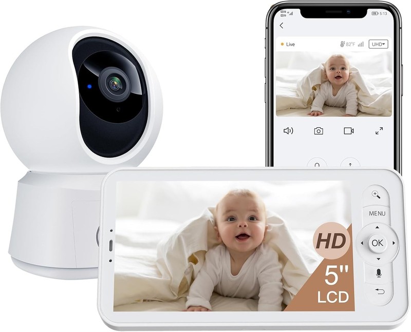 WiFi Baby Camera Monitor B2 Kit 2026 Upgraded 5-inch Wireless Display Smartphone