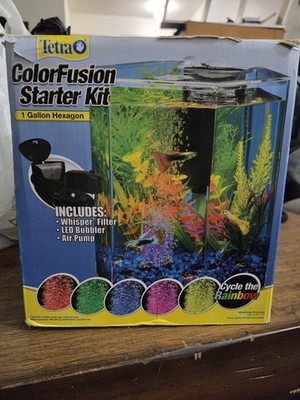 Tetra Color Fusion Starter Kit - 1 Gallon Hexagon Fish Tank *NEW/OPEN BOX*