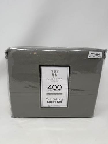 Wamsutta Twin XL Gray 400 Thread Count Cotton Sheet Set NEW in Package