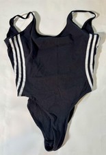 Adidas Bodysuit Womens Medium Black 3 Stripe Trefoil Logo Stretch One Piece