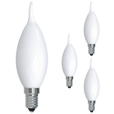 Diodesy 4PK LED Flame Tip Chandelier Light Bulb E12, 5W, 60W, 3000K, 500LM, CA10