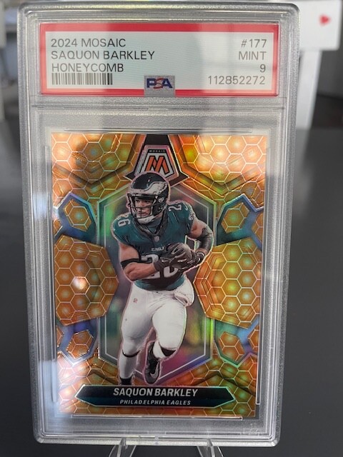 2024 Panini Mosaic - SAQUON BARKLEY #177 Honeycomb Prizm - PSA 9 - Eagles
