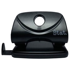 Stat 2 Hole Plastic Puncher Medium 20 Sheets Black Adjustable Positioning Guide