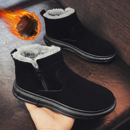 Herren Fell Innen Warm Outdoor Wandern Sport Heiß Winter Schnee Stiefeletten Schuhe - Bild 8 von 12