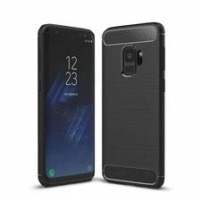 For SAMSUNG GALAXY S9 CARBON FIBER SHOCKPROOF CASE BLACK HEAVY DUTY PHONE COVER