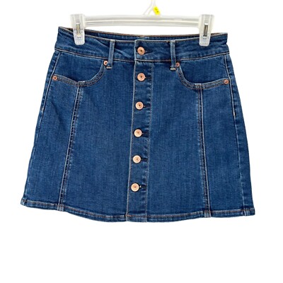 American Eagle Denim Jean Skirt Hi Rise Super Stretch Blue