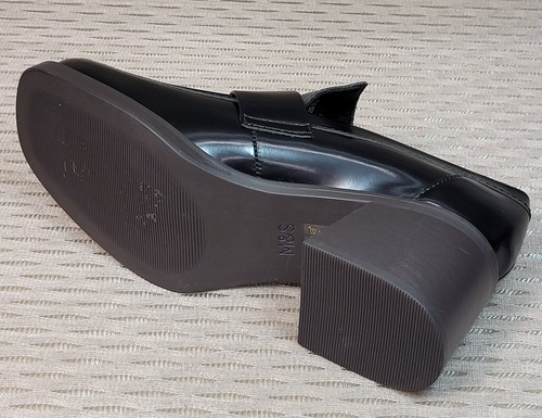 M&S Echtleder Halbschuhe mit Blockabsatz ~ Größe 5,5 ~ schwarz (UVP 55 £) - Bild 6 von 7