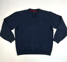 Tommy Hilfiger Sweater Men Large Embroider Classic Navy Retro Work Party Core Ex