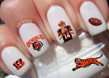 Juego de 31 calcomanías de transferencia de pegatinas para arte en uñas Cincinnati Bengals - A1353