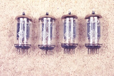 Four, Telefunken 12AX7 ECC83, long, smooth plate, match date quad, 12AX7/ECC83