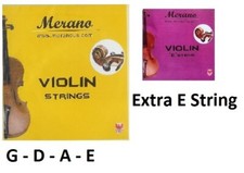 Merano 4/4-3/4 Size Violin String Set G-D-A-E Extra E String Beginner, Student