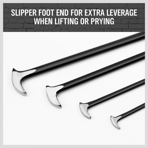 4pc Steel Heel Pry Bar Set 6" 13" 16 20" Aligning End Toe Crow Foot Rolling Head - Picture 4 of 6