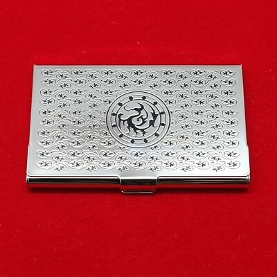 Intaglio Three legged crow metal business card case ivy pattern ID card holder