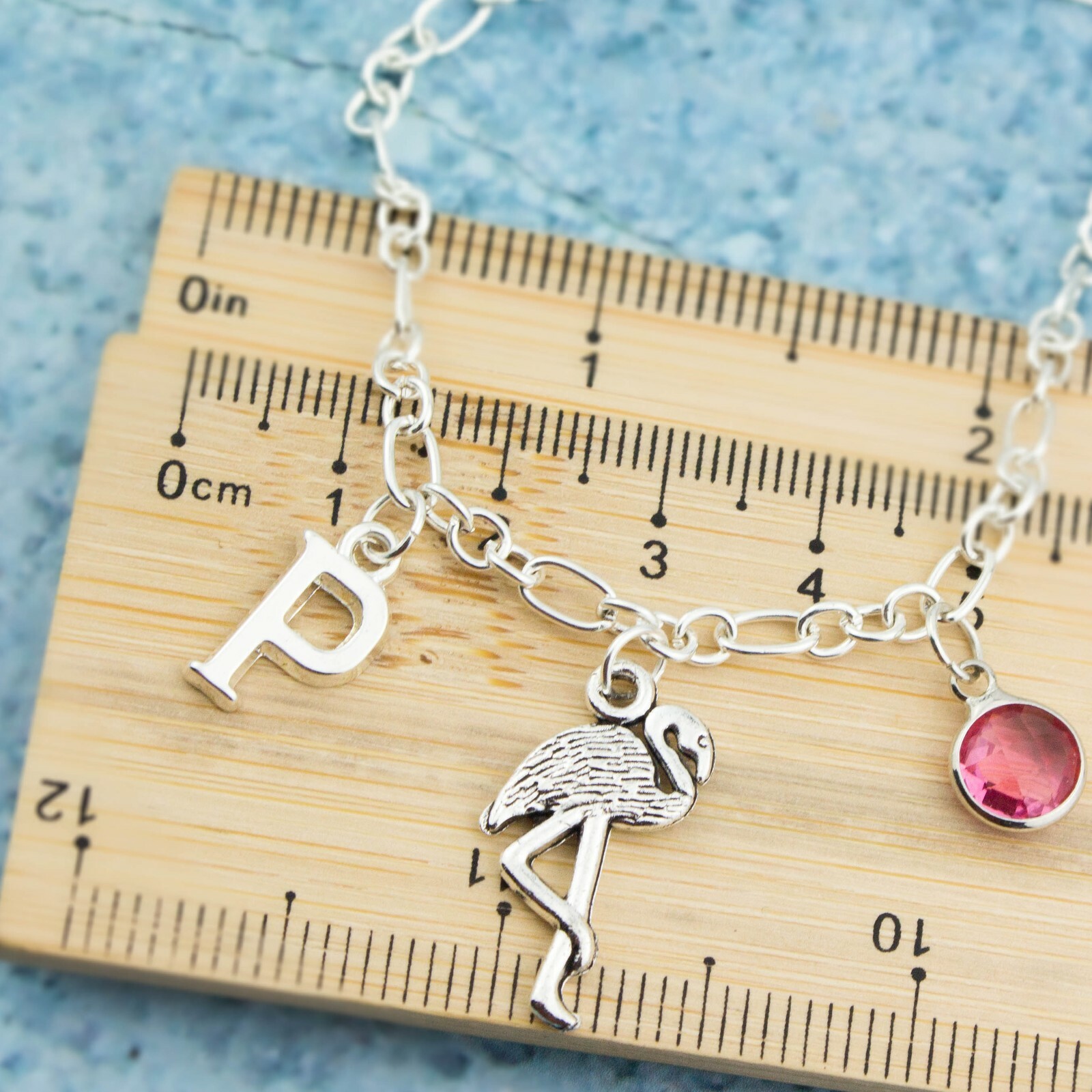 Flamingo Charm Bracelet, Personalised Gift, Tropical Bird Jewellery, Grace Gifts