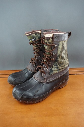 Cabelas Hunting Boots Mens 10 Brown Thinsulate Camouflage Lace Up Duck Toe Shoes - 第 1/12 張圖片